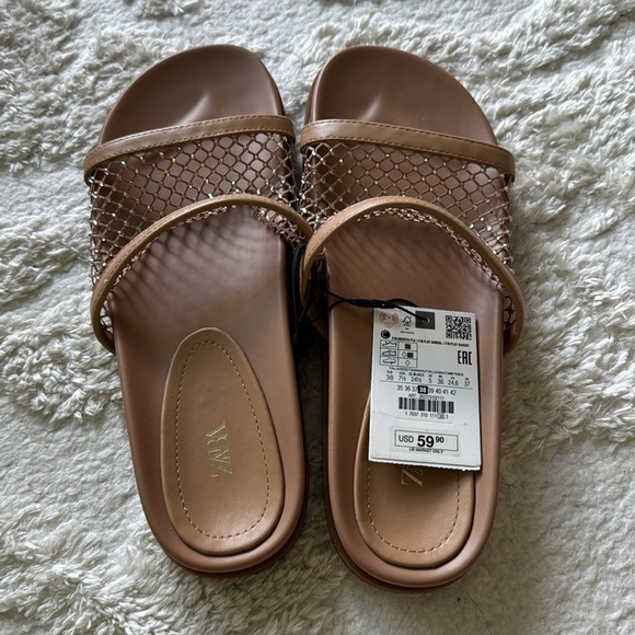 Zara rhinestones mesh sandals. Never worn. - Picture 2 of 4
